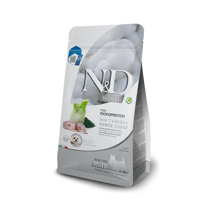 Farmina N&D White Grain Free Adult Mini Spigola, spirulina e finocchio 2 kg