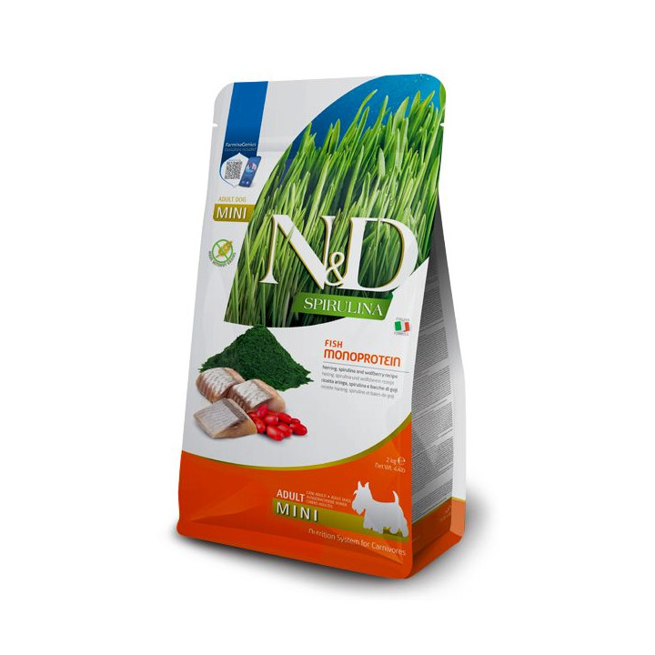 Farmina N&D Spirulina Grain Free Adult Mini Aringa, spirulina e bacche di goji 2 kg