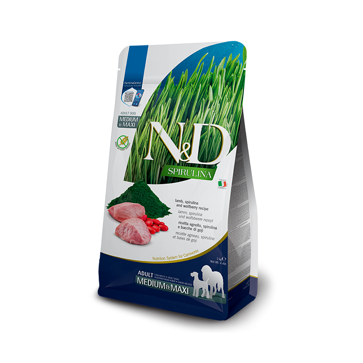 Farmina n&d spirulina cane adult medium maxi agnello 7 kg