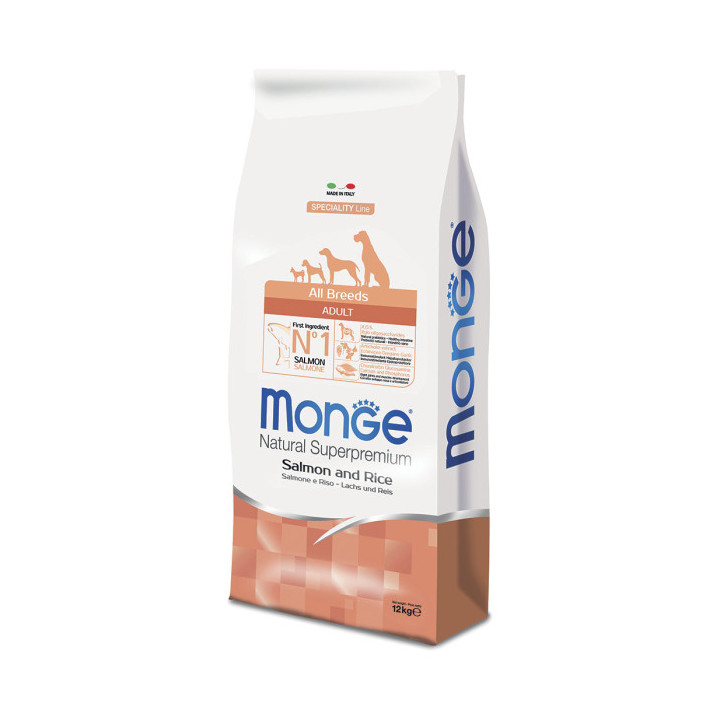 Monge Natural Superpremium All Breeds Adult Monoprotein Salmone con Riso 12 kg