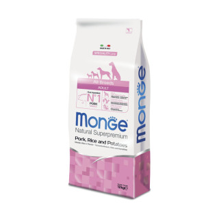 Monge Natural Superpremium All Breeds Adult Monoprotein Maiale con Riso e Patate 12,5 Kg