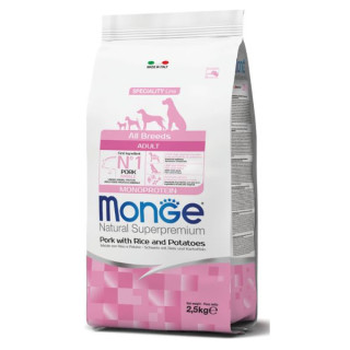 Monge Natural Superpremium All Breeds Adult Monoprotein Maiale con Riso e Patate 2,5 Kg