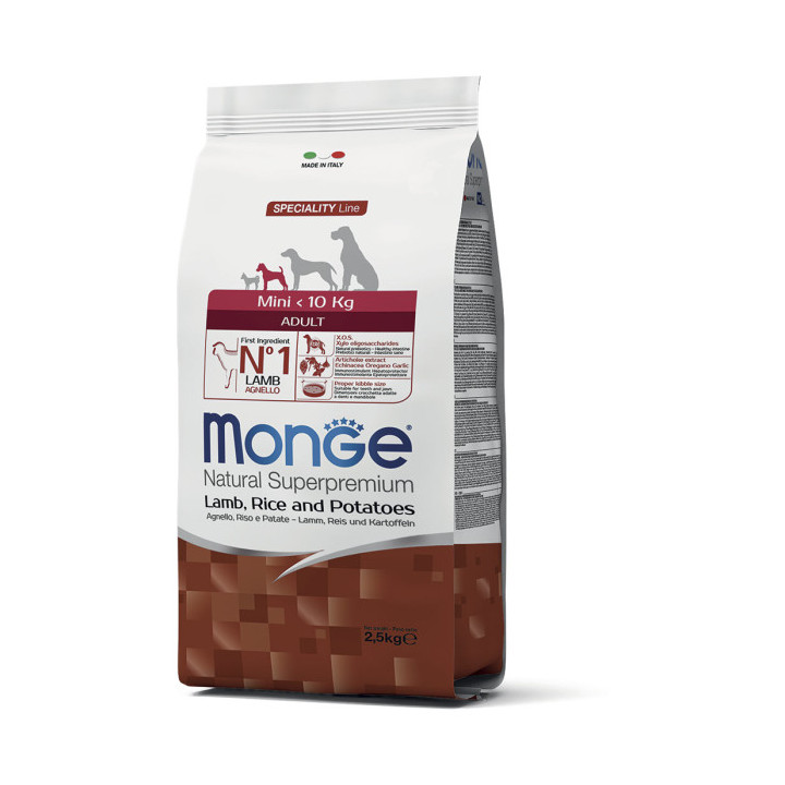 Monge Natural Superpremium Mini Adult Monoprotein Agnello con Riso e Patate 2,5 kg