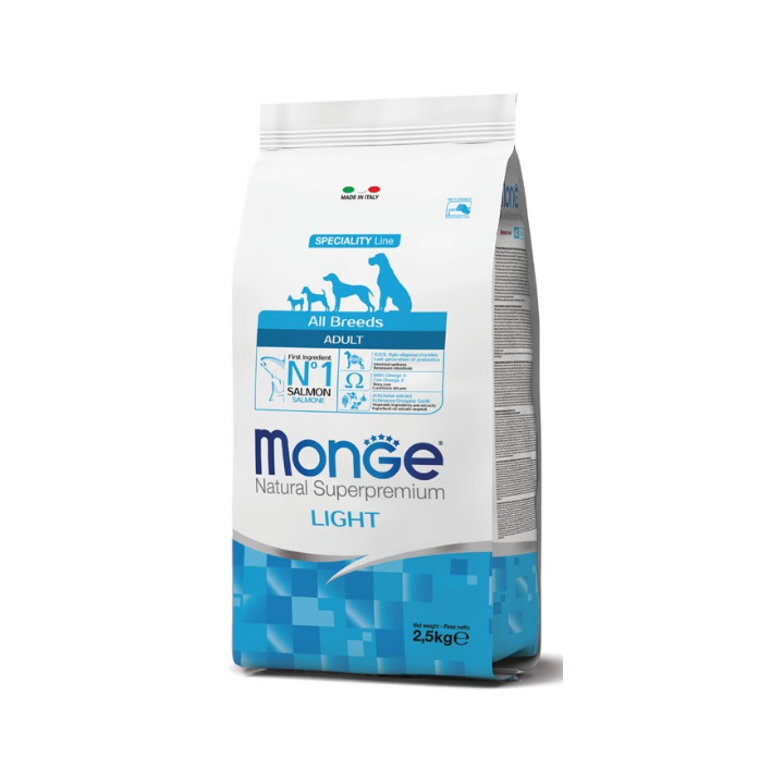 Monge Natural Superpremium All Breeds Adult Monoprotein Light Salmone con Riso 2,5 kg