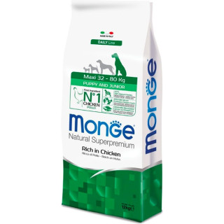 Monge Natural Superpremium Maxi Puppy & Junior Ricco di Pollo 12 kg