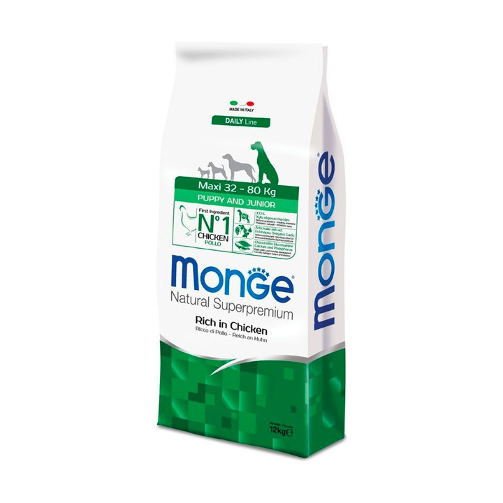 Monge Natural Superpremium Maxi Puppy & Junior Ricco di Pollo 12 kg
