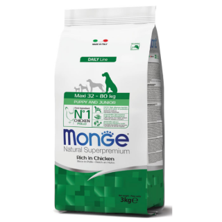 Monge Natural Superpremium Maxi Puppy & Junior Ricco di Pollo 3 kg
