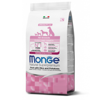 Monge Natural Superpremium All Breeds Puppy & Junior Monoprotein Maiale con Riso 12 kg