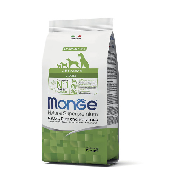Monge Natural Superpremium All Breeds Adult Monoprotein Coniglio con Riso e Patate 12 kg