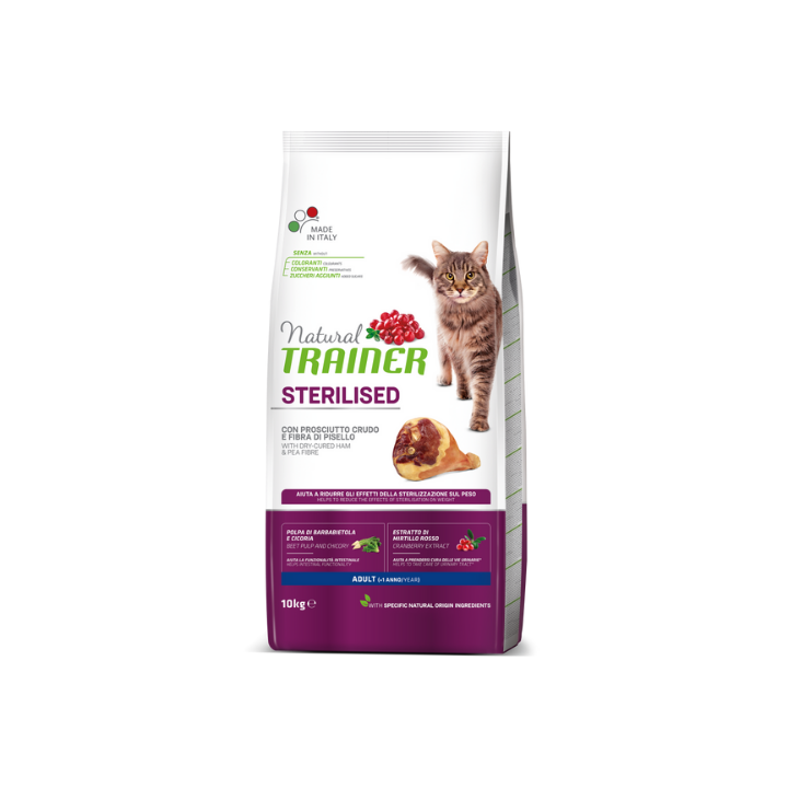 Natural Trainer Adult Sterilised con Prosciutto Crudo 10 kg