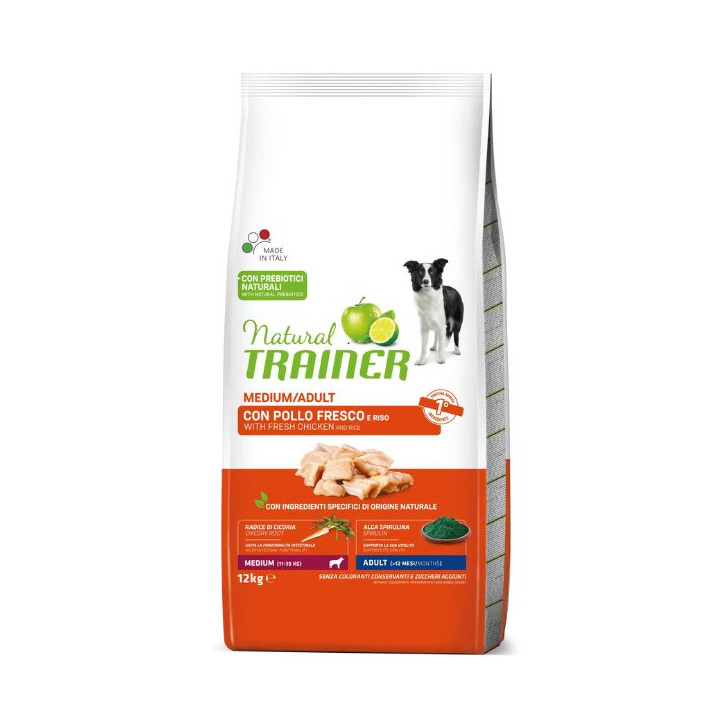 Natural Trainer Adult Medium con Pollo Fresco e riso 12 kg
