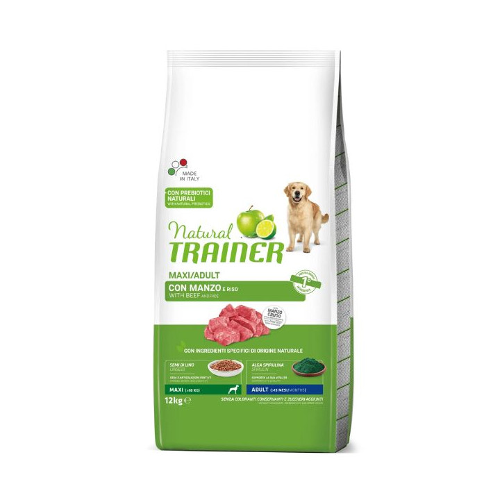 Natural Trainer Adult Maxi con Manzo e riso 12 kg
